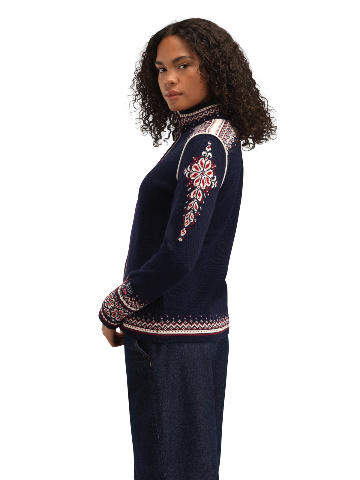 Dale Of Norway 140th Anniversary Damen Wolljacke Navy - Studio Seite