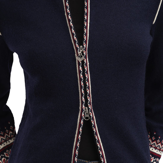 Dale Of Norway 140th Anniversary Damen Wolljacke Navy - Detail Reißverschluss