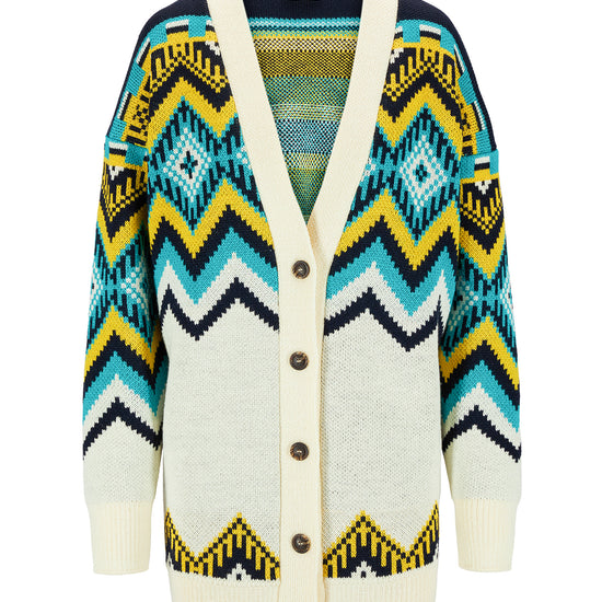 Dale Of Norway SKÅLA CARDIGAN Offwhite Marine Peacock XL - PeakStyle