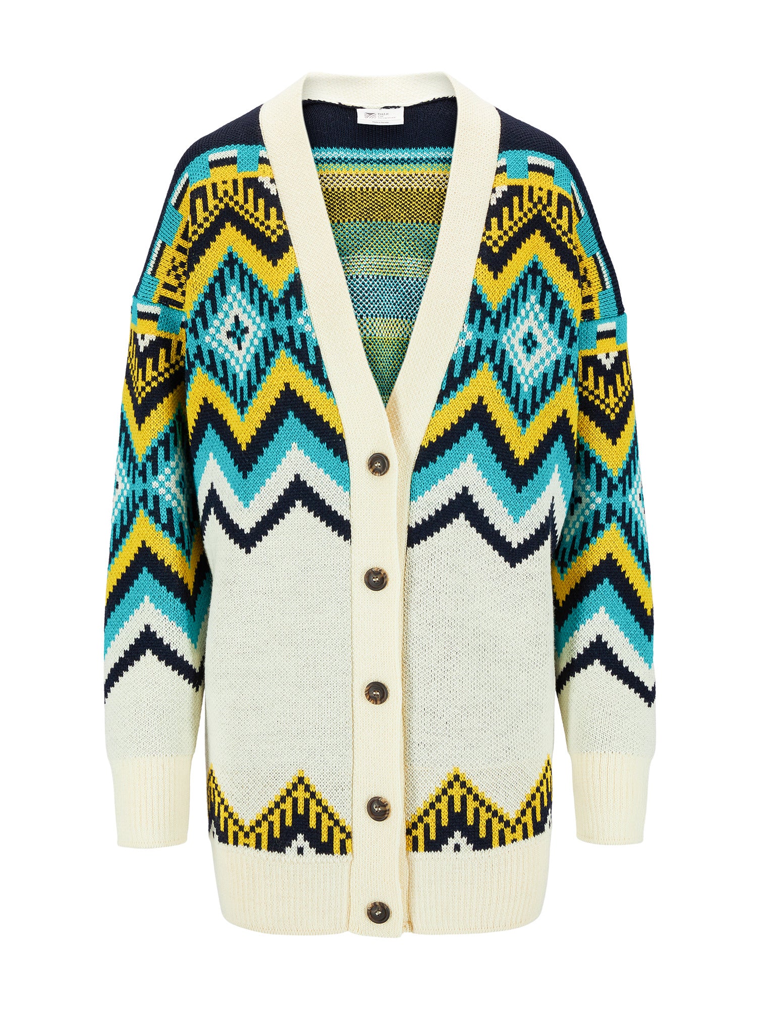 Dale Of Norway SKÅLA CARDIGAN Offwhite Marine Peacock XL - PeakStyle