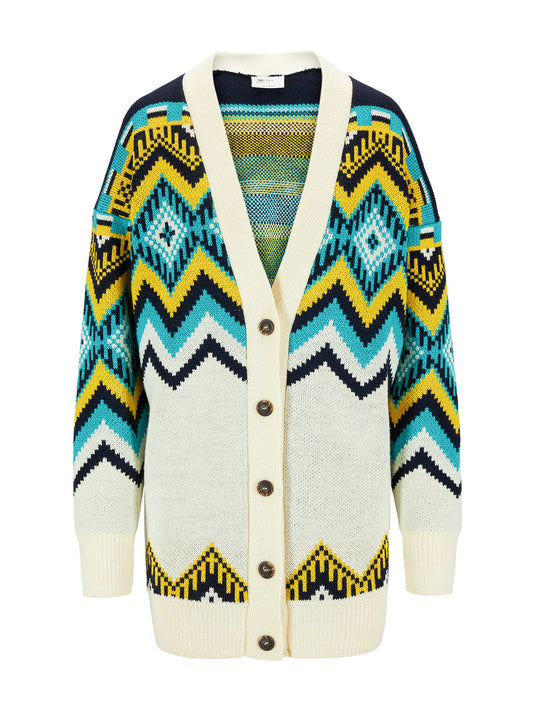Dale Of Norway SKÅLA CARDIGAN Offwhite Marine Peacock XL - PeakStyle