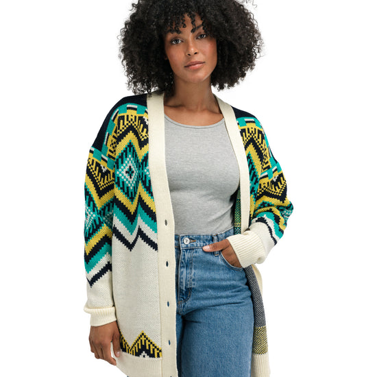 Dale Of Norway SKÅLA CARDIGAN Offwhite Marine Peacock XL - PeakStyle