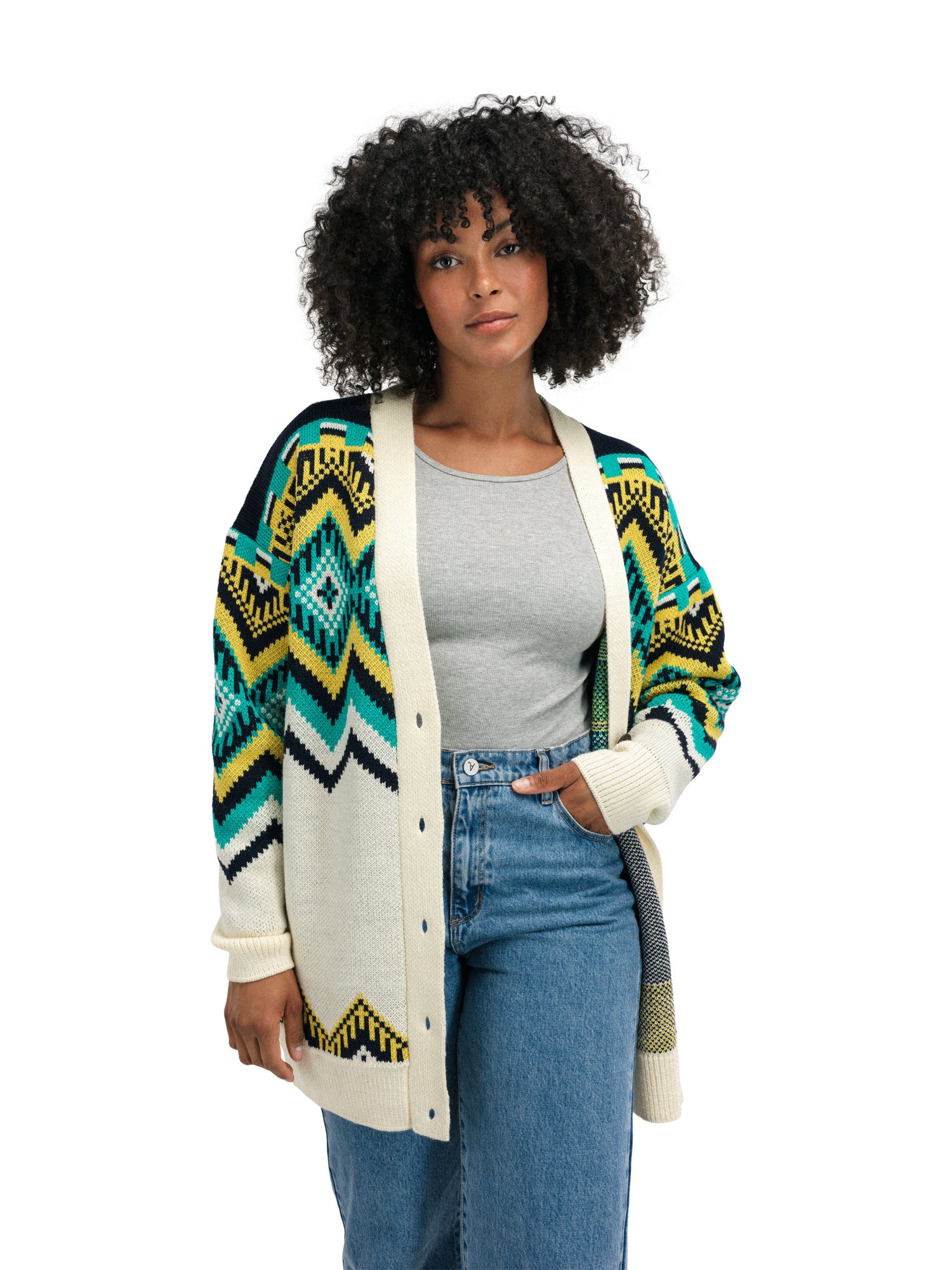 Dale Of Norway SKÅLA CARDIGAN Offwhite Marine Peacock XL - PeakStyle