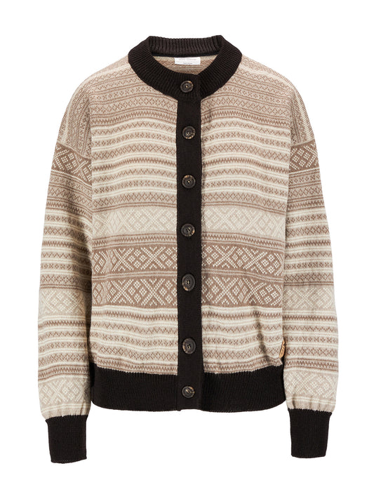 Dale Of Norway W SKARPØY FEM CARDIGAN Sand Mountainstone Coffee XL - PeakStyle