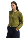 Dale Of Norway LUSA Women's Wool Cardigan Alum Green – Studio Side View