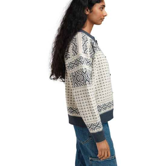 Dale Of Norway W HANNAH FEM. CARDIGAN Offwhite Steel Lightcharcoal XL - PeakStyle