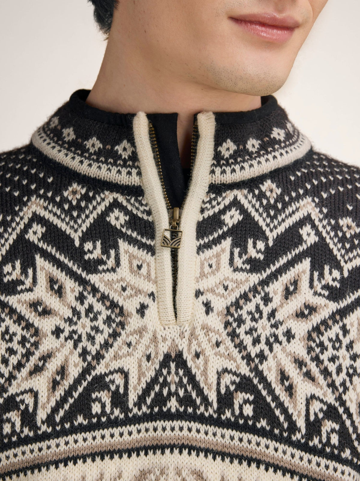 Dale Of Norway VAIL Wollpullover Herren Offwhite - Coffee - Sandstone Detail
