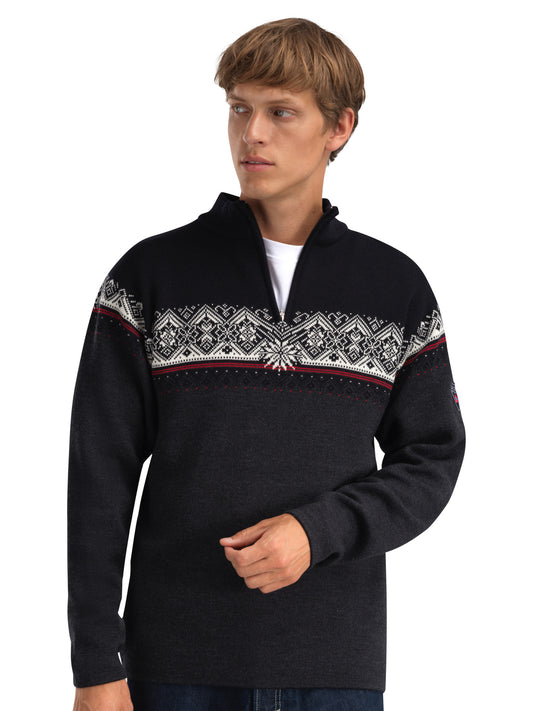 Dale Of Norway M MORITZ MASC SWEATER Darkcharcoal Raspberry Black 3XL - PeakStyle
