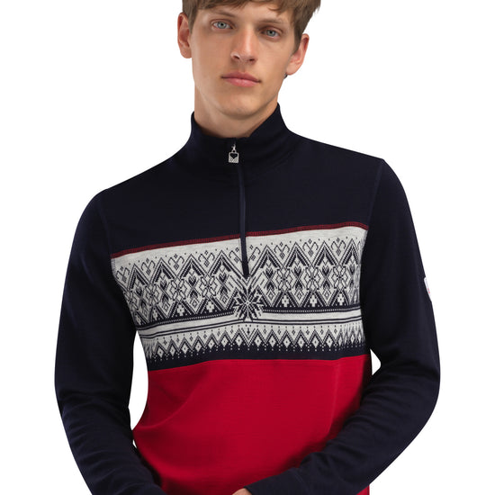Dale Of Norway M MORITZ MASC BASIC SWEATER Raspberry Navy Offwhite XXL - PeakStyle