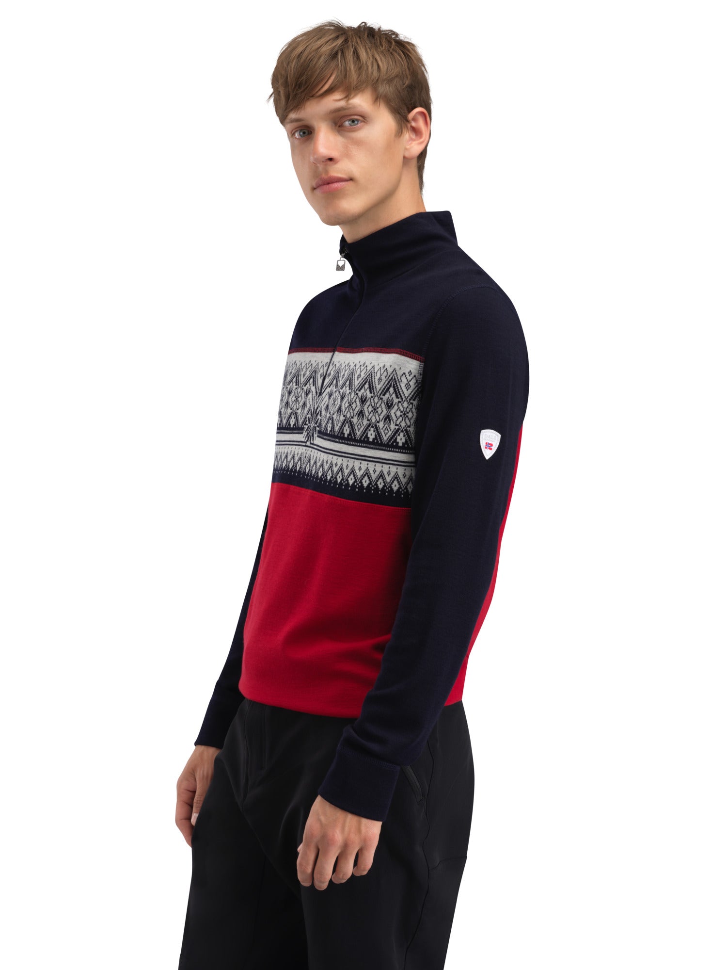 Dale Of Norway M MORITZ MASC BASIC SWEATER Raspberry Navy Offwhite XXL - PeakStyle