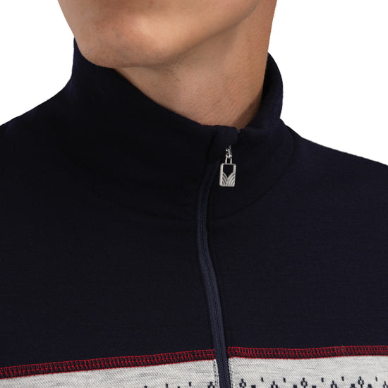 Dale Of Norway M MORITZ MASC BASIC SWEATER Raspberry Navy Offwhite XXL - PeakStyle