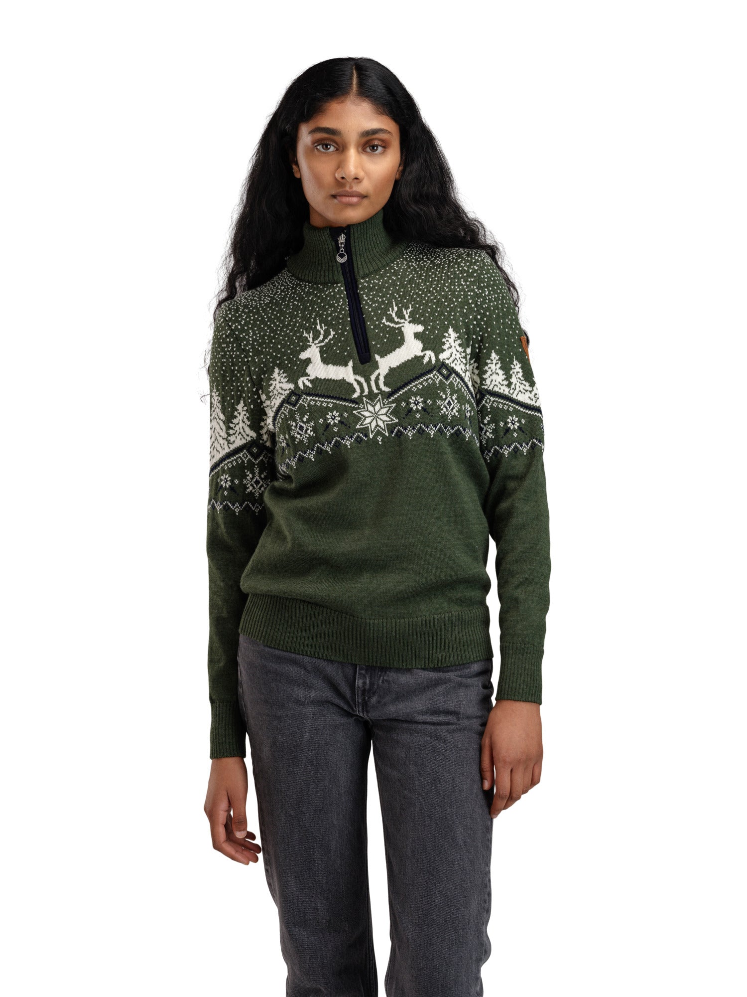 Dale Of Norway W DALE CHRISTMAS FEM SWEATER Loden Offwhite Navy XL - PeakStyle