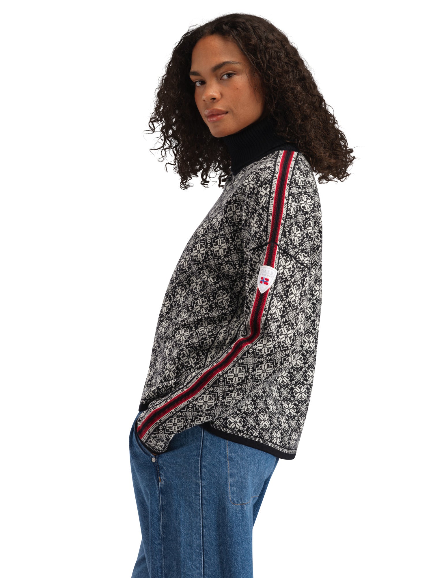 Dale Of Norway W FIRDA FEM SWEATER Black Offwhite XL - PeakStyle