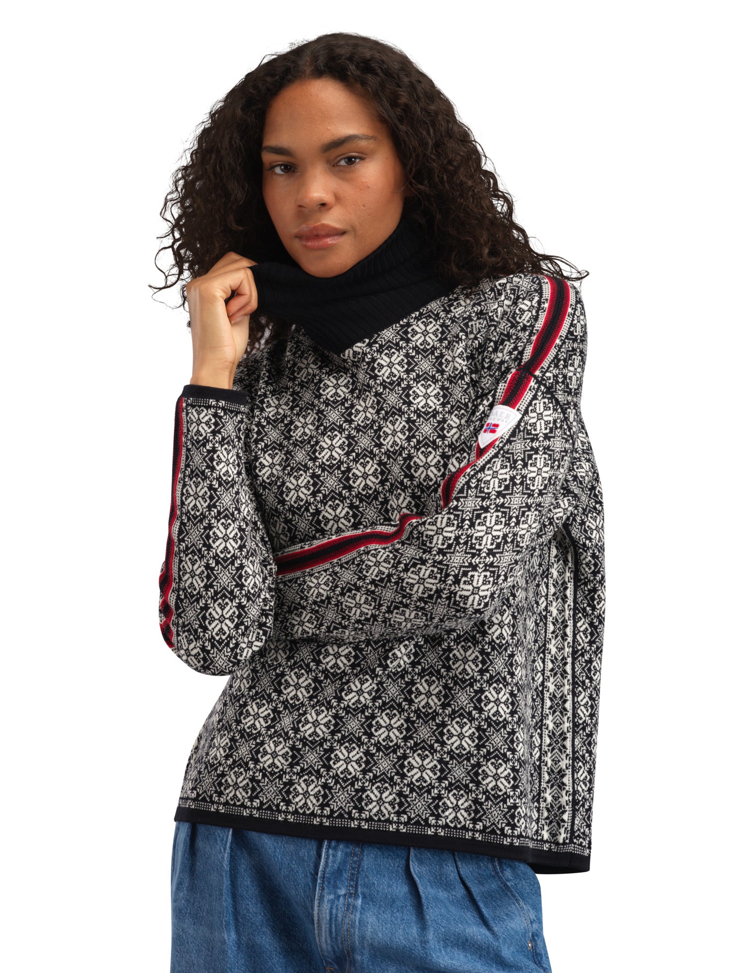 Dale Of Norway W FIRDA FEM SWEATER Black Offwhite XL - PeakStyle