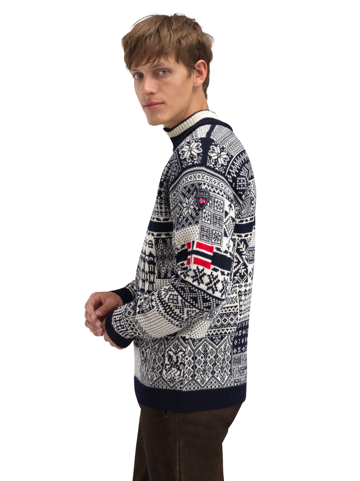 Dale Of Norway M HISTORY SWEATER Navy Offwhite Raspberry XXL - PeakStyle