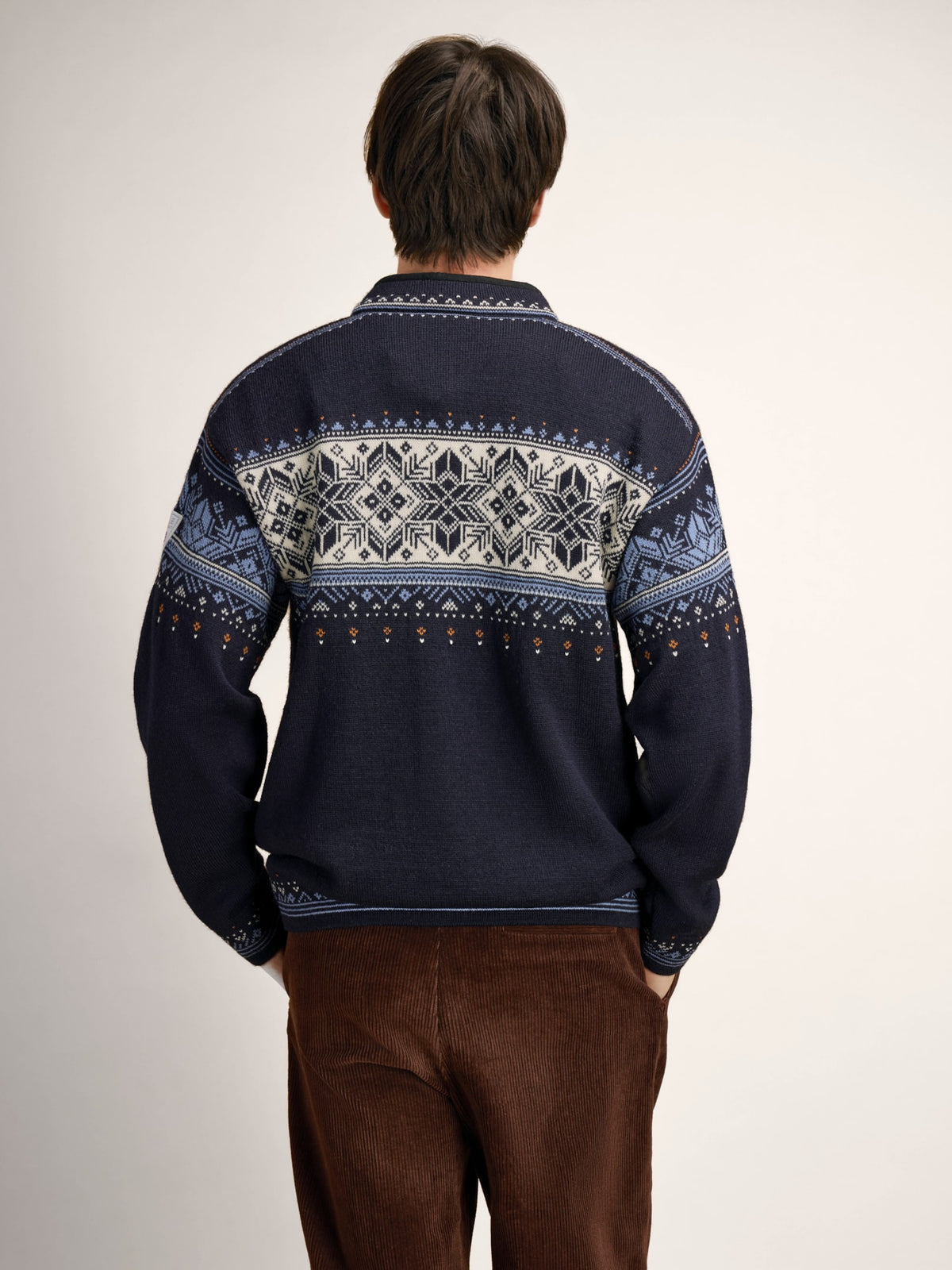 Dale of Norway BLYFJELL Men's Midnight Navy - Blue Shadow - Offwhite - Copper - Studio rear view