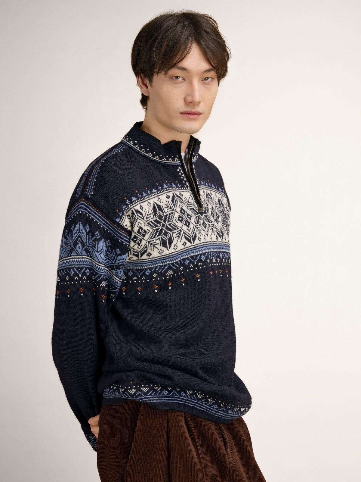 Dale of Norway BLYFJELL Men's Midnight Navy - Blue Shadow - Offwhite - Copper - Studio side view