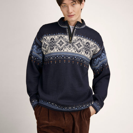 Dale of Norway BLYFJELL Men's Midnight Navy - Blue Shadow - Offwhite - Copper - Studio front view