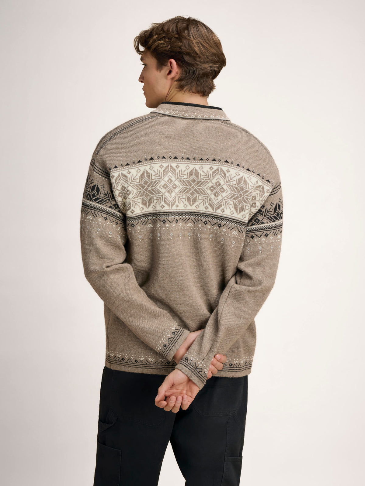 Dale of Norway BLYFJELL Men's Mountainstone - Offwhite - Coffee - Studio rear view