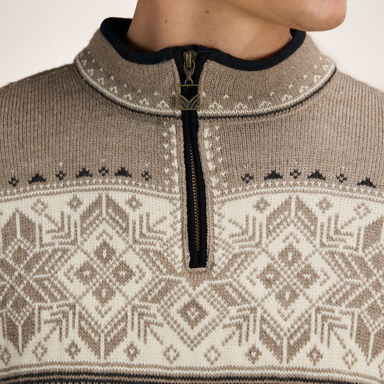 Dale of Norway BLYFJELL Men's Mountainstone - Offwhite - Coffee - Detailed view of the collar