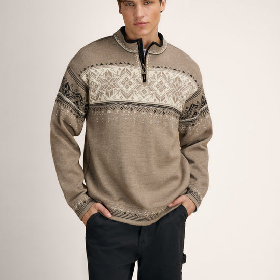 Dale of Norway BLYFJELL Men's Mountainstone - Offwhite - Coffee - Studio front view