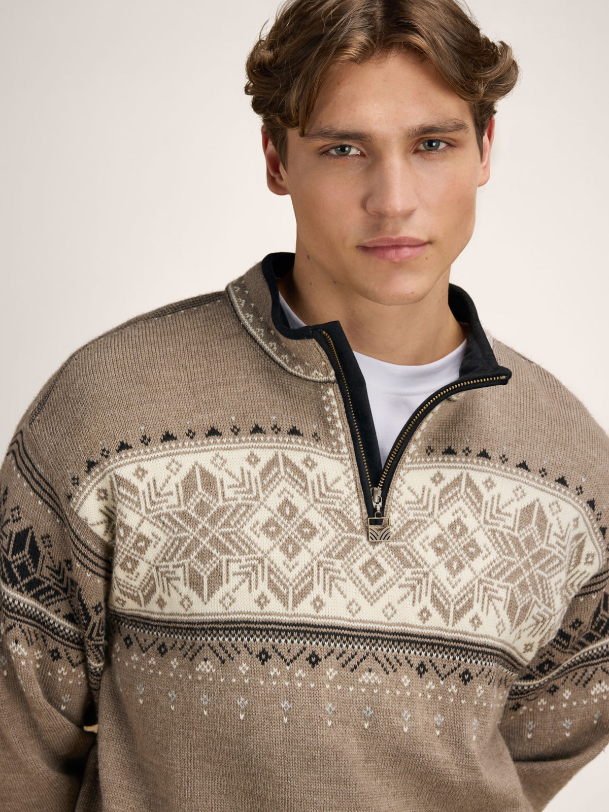 Dale of Norway BLYFJELL Men's Mountainstone - Offwhite - Coffee - Detailed view