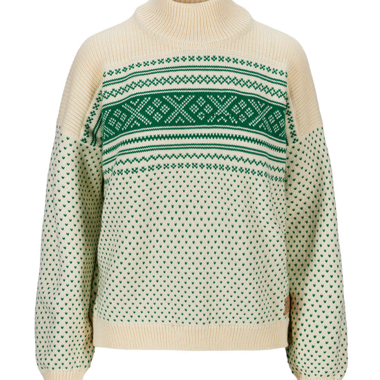 Dale Of Norway VALLØY FEMININE SWEATER Offwhite Brightgreen M - PeakStyle