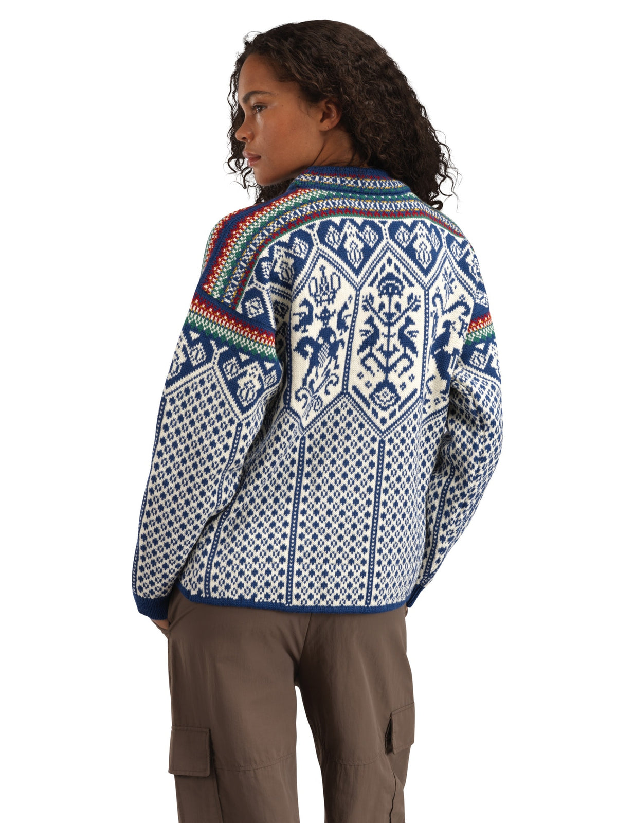 Dale of Norway 1994 Women's Wool Sweater Indigo - Offwhite - Mustard - Studio Back