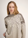 Dale of Norway 1994 Women's Wool Sweater Vanilla Sugar - Natural White - Coffee - Studio Front View