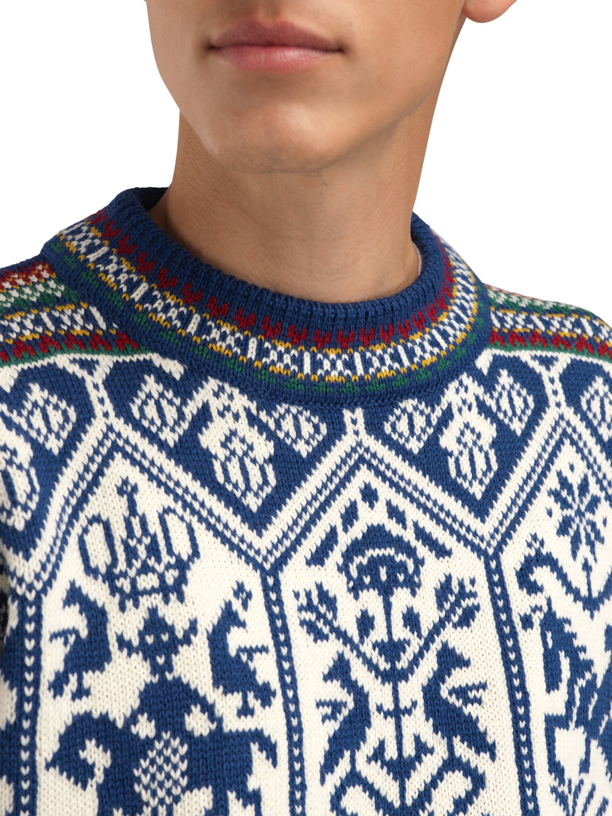 Dale Of Norway 1994 Pull en Laine Homme – Indigo - Moutarde - Détail Vert Bouteille