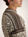 Dale Of Norway 1994 Pull en Laine Homme – Muscade - Blanc Naturel - Détail Café