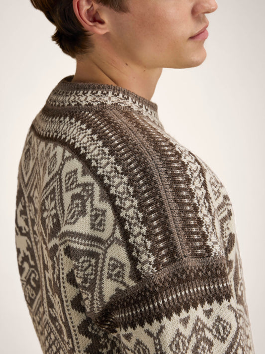 Dale Of Norway 1994 Wollpullover Herren – Nutmeg - Natural White - Coffee Detail