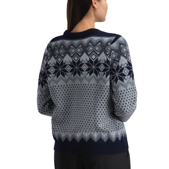 Dale of Norway VILJA Wool Sweater Women – Mid Blue - Marine - Steel – Studio back