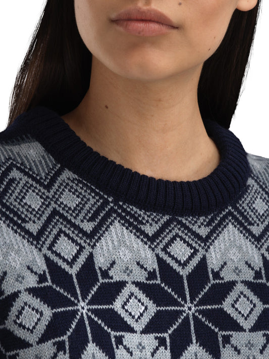 Dale of Norway VILJA Wollpullover Damen – Mid Blue - Marine - Steel – Detailansicht