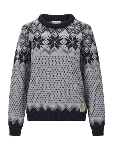 Dale of Norway VILJA Wool Sweater Women – Mid Blue - Marine - Steel – Product view