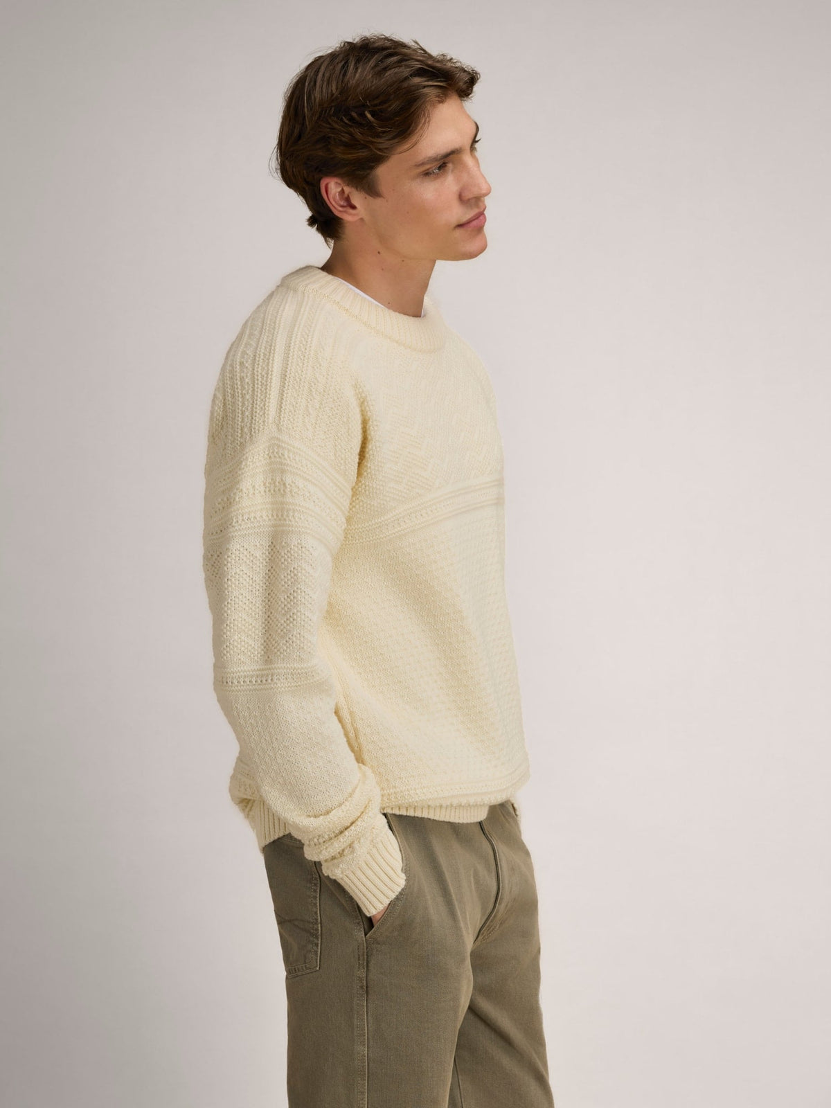 Dale Of Norway LUSA Wool Sweater Men Offwhite – Studio Side View