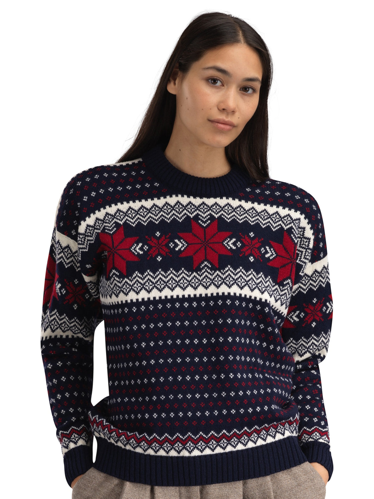 Dale Of Norway EGERSUND Damen – Marine - Offwhite - Red Rose – Studio 1