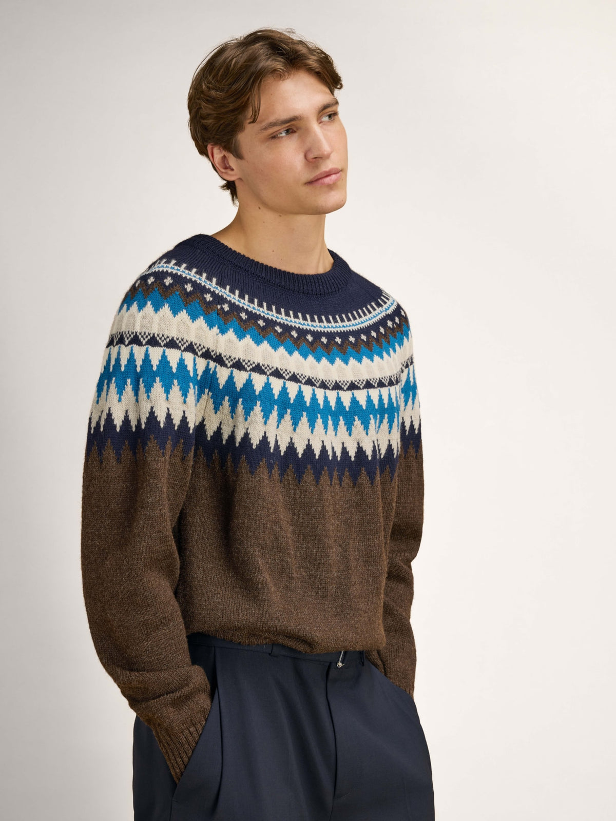 Dale Of Norway LOSNA Wollpullover Herren – Coffee - Navy