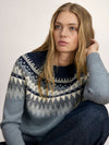 Dale Of Norway LOSNA Wollpullover Damen – Mid Blue Melange - Light Charcoal - Offwhite