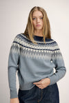 Dale Of Norway LOSNA Wollpullover Damen – Mid Blue Melange - Light Charcoal - Offwhite