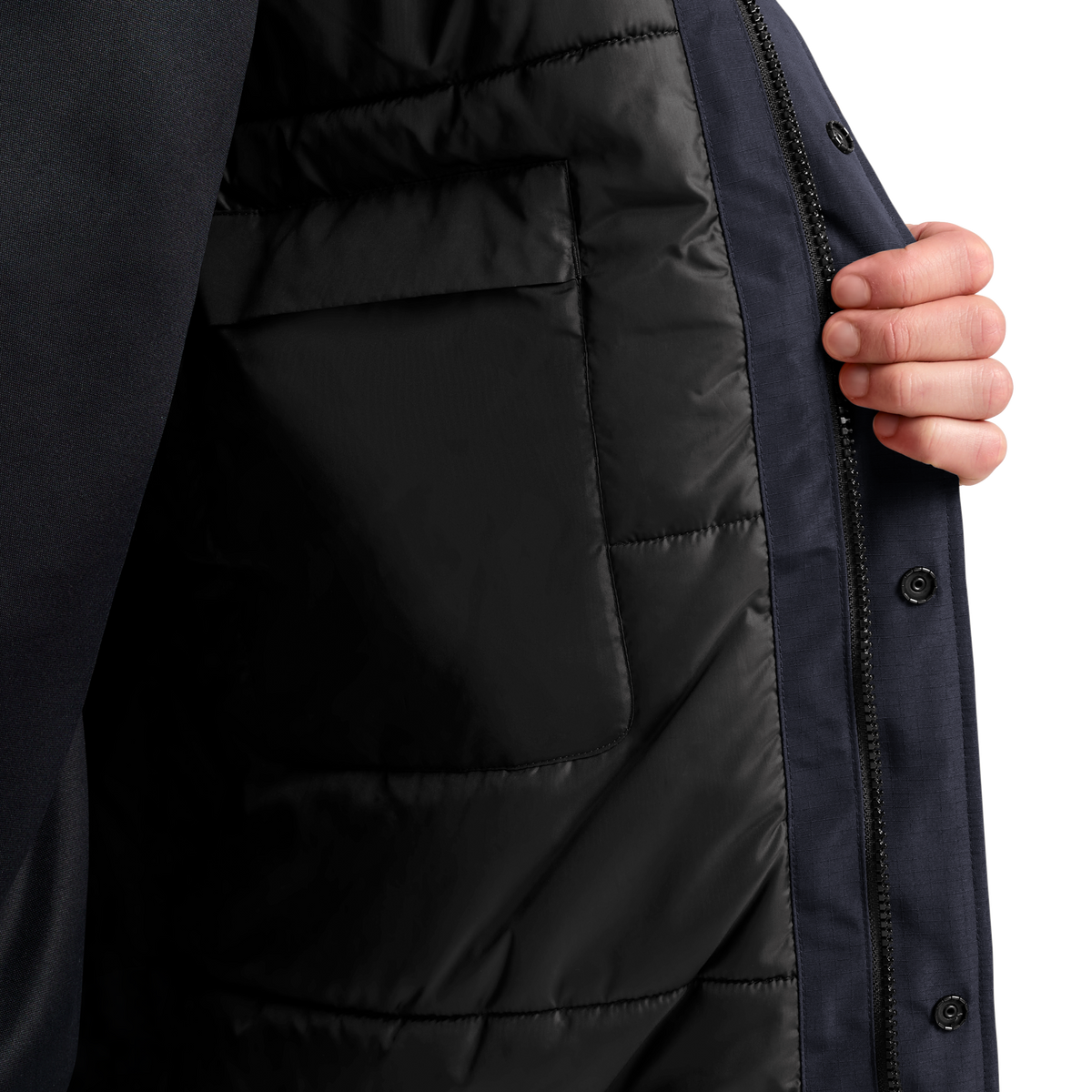 Jack Wolfskin GLACIER SHIELD Winterjacke Herren Dark Navy – Kapuzendetail