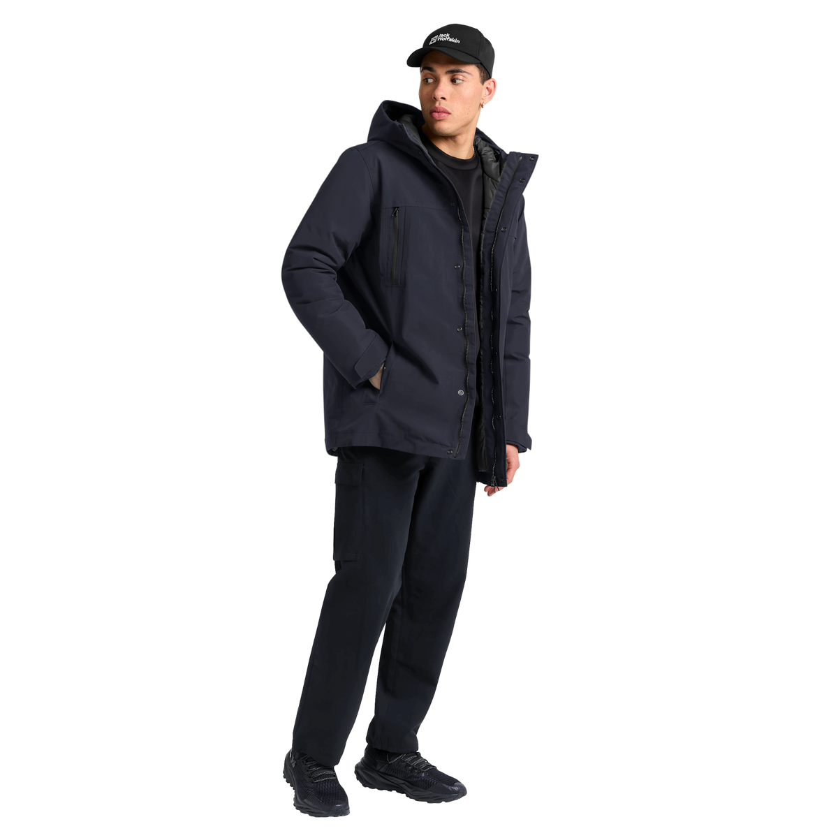 Jack Wolfskin GLACIER SHIELD Winterjacke Herren Dark Navy – Model Seitenansicht