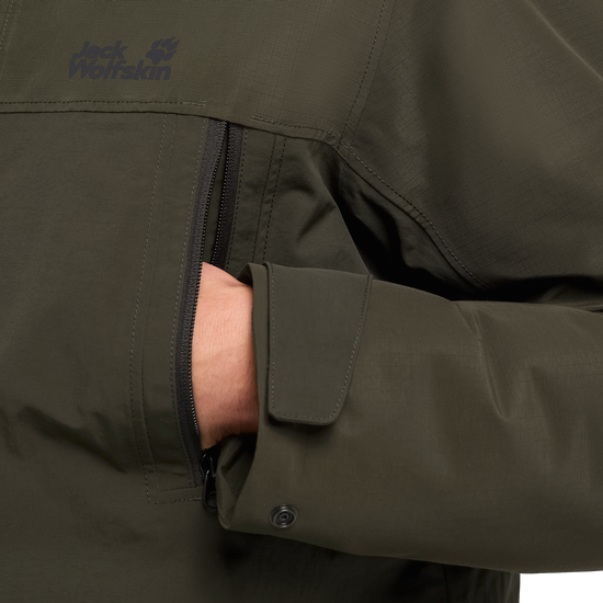 Jack Wolfskin GLACIER SHIELD Winterjacke Herren Obsidian Moss – Materialdetail