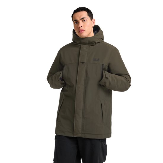 Jack Wolfskin GLACIER SHIELD Winterjacke Herren Obsidian Moss – Model Vorderansicht