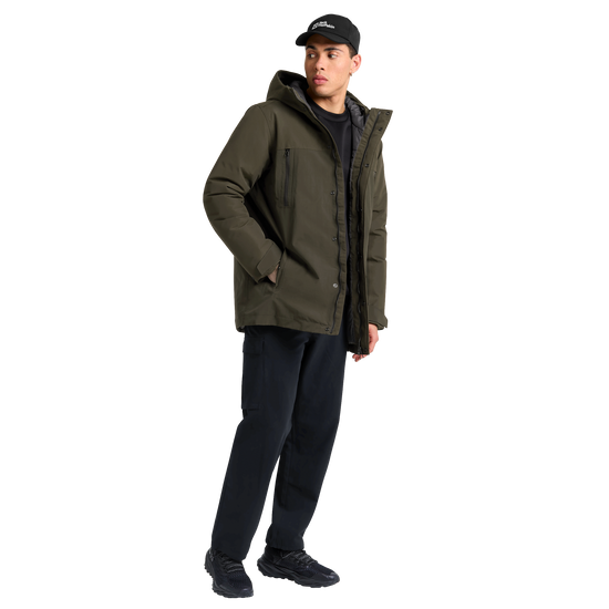 Jack Wolfskin GLACIER SHIELD Winterjacke Herren Obsidian Moss – Model Seitenansicht