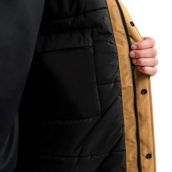 Jack Wolfskin GLACIER SHIELD Winterjacke Herren Peanut – Kapuzendetail