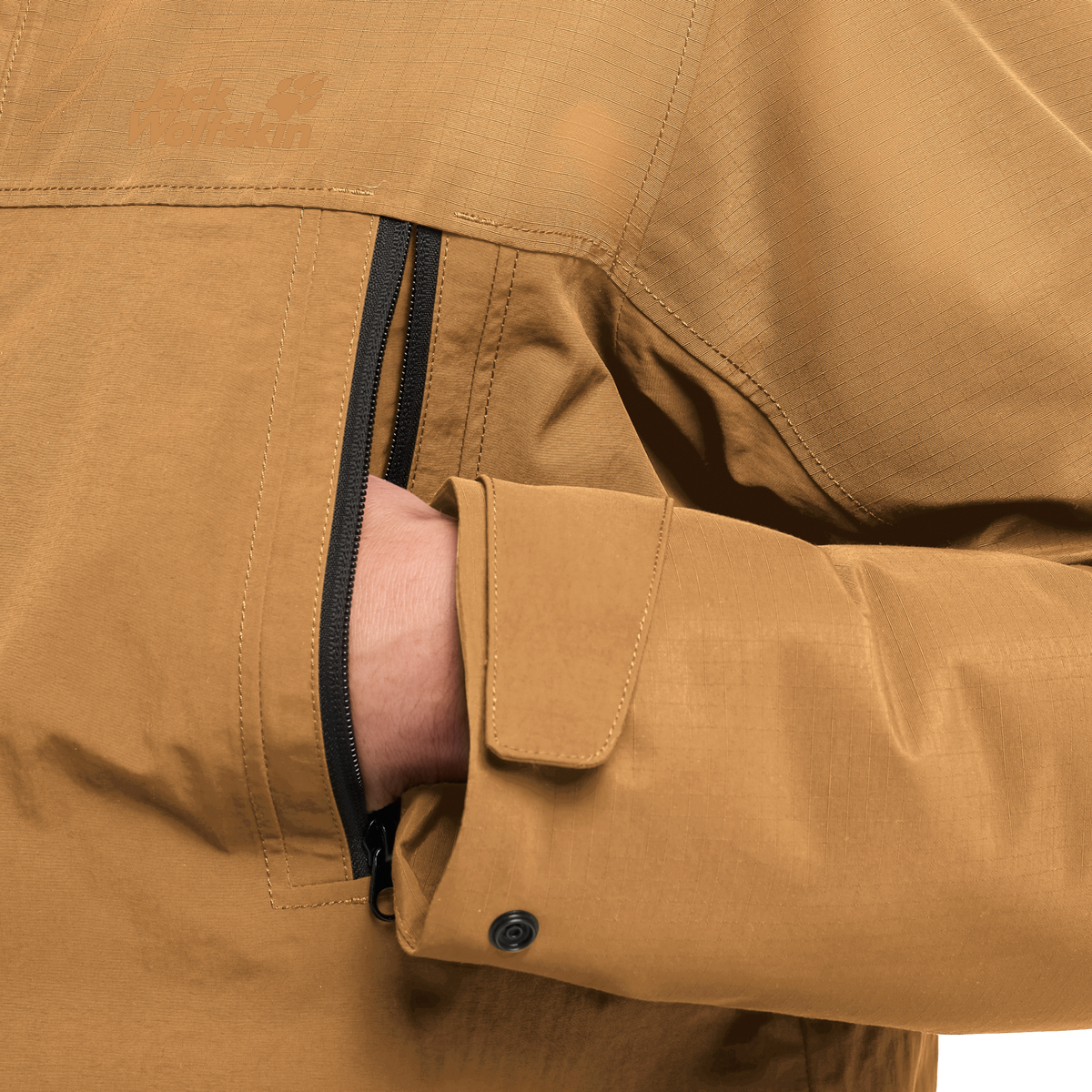 Jack Wolfskin GLACIER SHIELD Winterjacke Herren Peanut – Materialdetail