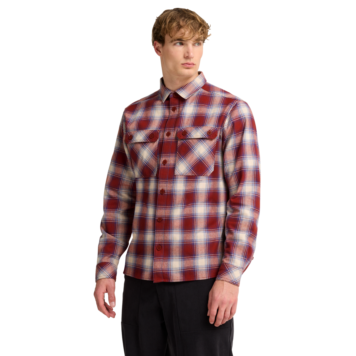 Jack Wolfskin BAJA FLANNEL SHIRT M Check Merlot – Studio Vorderseite