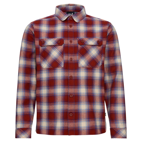 Jack Wolfskin BAJA FLANNEL SHIRT M Check Merlot – Freisteller Vorderseite