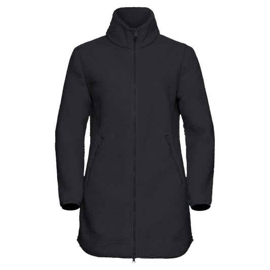 Jack Wolfskin HIGH CURL COAT W Fleece-Mantel Damen – Black – Packshot Vorderansicht